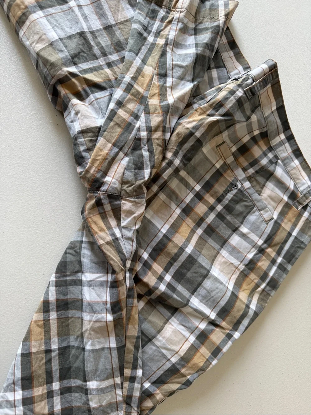 Vintage cotton PRONTO UOMO BLUE Plaid Flat Front Shorts